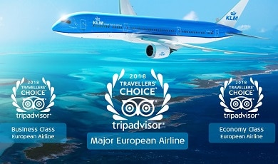 KLM door reizigers wereldwijd beloond met TripAdvisor Travelers’ Choice Awards